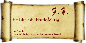 Fridrich Harkány névjegykártya